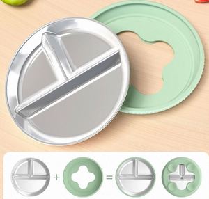 Nuevo Plato Dividido de Acero Inoxidable con Anillo de Succión Antideslizante de Silicona, Plato de Alimentación para Niños con Aislamiento Térmico - Product Image 3
