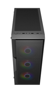 La última caja de <span class=keywords><strong>PC</strong></span> Mid Tower Gamer Gaming Desktop Micro ATX ITX MATX Caja de computadora negra de aluminio con ventilador RGB y Red a prueba de polvo - Product Image 4
