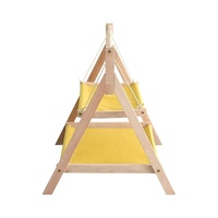 Hamac double couche pour animaux de compagnie avec mouvement oscillant, cadre en bois naturel, lit de repos pour chats et petits chiens, berceau pour chats à usage domestique