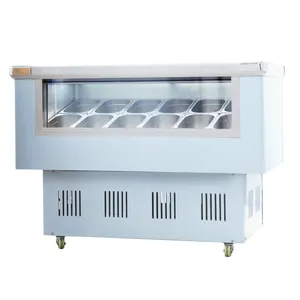 LVKE 170L Freezer Italian Ice Cream Display 12 pans Ice Cream Cabinet Cold Drink Shop Western Restaurant Equipment