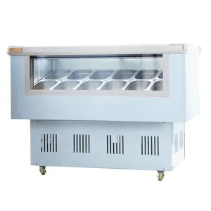 LVKE 170L Congélateur Présentoir à crème glacée italienne 12 poêles Armoire à crème glacée Magasin de boissons froides Équipement de restaurant occidental