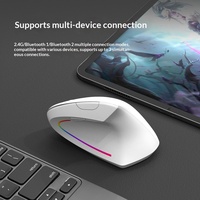 Souris verticale sans fil à double mode, silencieuse, stéréo, ergonomique, avec interface de charge sans fil, non rétroéclairée, pour ordinateur de bureau et tablette