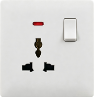 Enchufe de Pared Universal con Interruptor de 1 Grupo, Color Blanco, 13A 250V, Certificación CE ROHS, con Indicador LED, para Hogar, Hotel y Proyectos de Ingeniería, 2026