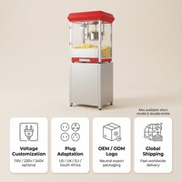 Máquina de Palomitas Comercial, Olla de 8oz, 1400W, Eléctrica, con Carrito, Estilo Cine, Acero Inoxidable