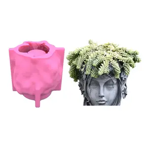 Kreatif mudah operasi 3D bagus dewi karangan bunga headshot DIY silikon beton pot resin cetakan jar