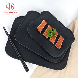 Sopa Redonda Europea plana al por mayor comedor cuadrado negro restaurante cena platos de <span class=keywords><strong>melamina</strong></span> platos <span class=keywords><strong>vajilla</strong></span> juego de cuencos - Product Image 4