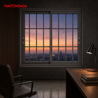 Fenêtre coulissante horizontale à deux panneaux en verre avec grille, options de couleur pour salon, chambre, villa