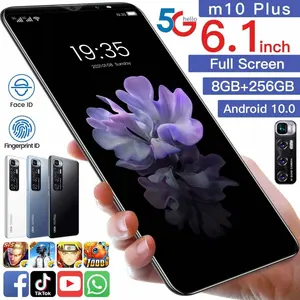 Toàn Cầu Phiên Bản Điện Thoại Thông Minh M10 Cộng Với 6.1 Inch 8GB + 256GB Không Thấm Nước Màn Hình Điện Thoại Di Động 5G Android Hệ Thống Với 3 Máy Ảnh Điện Thoại