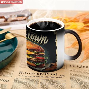 Tasse Magique Noire Givrée 11oz en Céramique Thermosensible pour Sublimation – Meilleur Design Burger de la Ville - Product Image 4