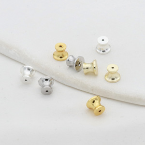 Pendientes chapados en oro de 18k que conservan el color, diseño de cintura delgada, con incrustaciones de silicona, tapones para los oídos, semiterminados para bricolaje. - Product Image 2