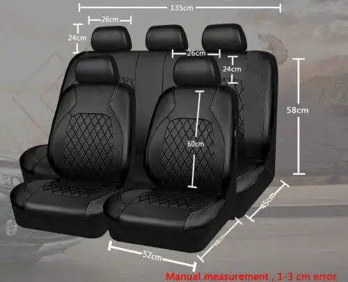 Capas de couro PU universais para assentos de carros, adequadas para carros, airbags completas