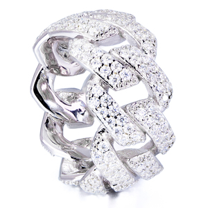 Anillo Cubano de Plata 925 con Baño de Rodio, 9mm, Tallas 7-11, Joyería Fina Personalizada para Hombre y Mujer - Product Image 2