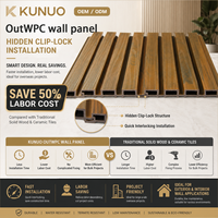 Panneau mural intérieur en WPC couleur unie, revêtement cannelé en composite bois-plastique pour la décoration de villas modernes et de façades de chambres