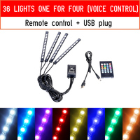 Bande lumineuse LED RGB pour l'intérieur de la voiture, avec contrôle musical sans fil USB, plusieurs modes, kit de lampe décorative pour la voiture