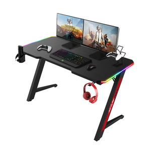 Lớn LED chơi Game bàn quản lý cáp tùy chỉnh giá rẻ Big RGB hình ảnh màu đen máy tính bàn cho chơi game PC làm bằng sợi carbon kim loại - Product Image 1