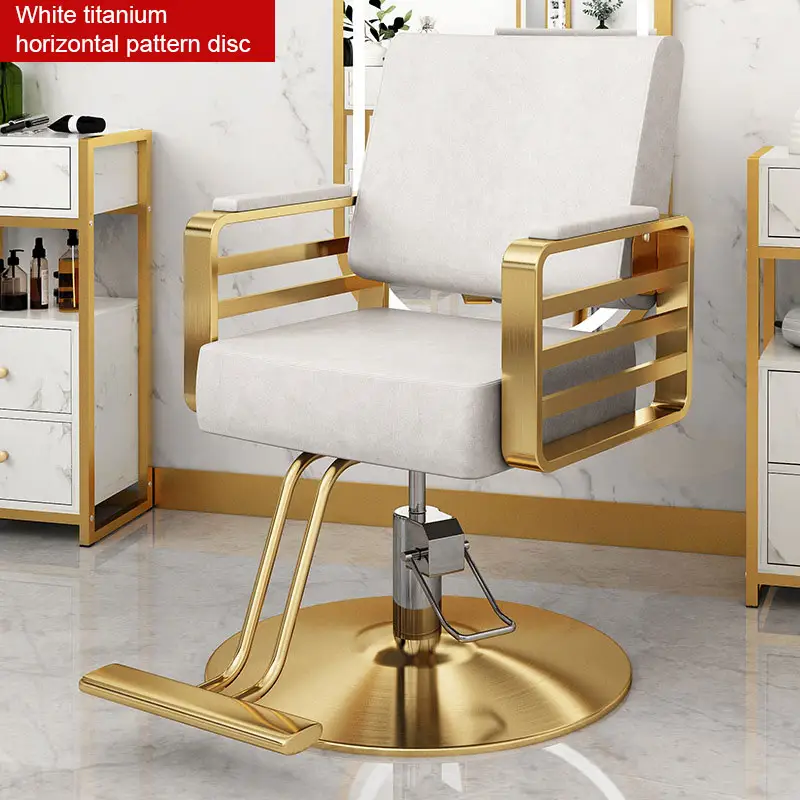 Modern saç berber dükkanı kuaför ekipmanları altın beyaz siyah deri güzellik salonu mobilyası lüks tarzı güzellik berber koltuğu