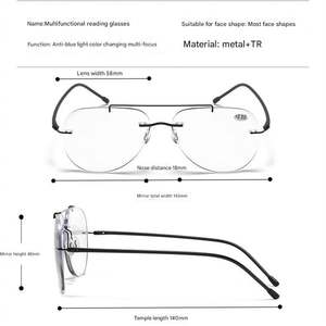 Gafas de Lectura Progresivas Fotocromáticas de Titanio con Doble Puente y Montura sin Aro para Hombre y Mujer, Venta al Por Mayor - Product Image 5