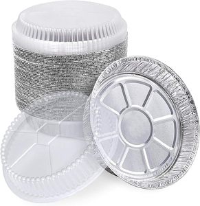Bandejas Redondas de Papel de Aluminio Desechables de 7, 8 y 9 Pulgadas para Freidora de Aire con Tapa de Papel, Reciclables, de Grado Alimenticio, para Envasado de Alimentos - Product Image 4