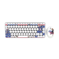 Nouvel ensemble clavier et souris sans fil à thème dessin animé avec touches rétro, axe rouge ultra-mince, 1600 DPI, périphériques silencieux pour bureau et gaming, en stock