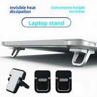 Support d'ordinateur portable pliable et portable, support adhésif invisible avec repose-pieds en métal pour clavier, accessoires essentiels pour ordinateur portable