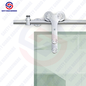 Sản xuất trực tiếp đôi ròng rọc Barn Door phần cứng Kits thép không gỉ trượt Barn Door phần cứng thích hợp cho cửa kính - Product Image 1
