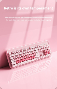 Full Size Punk Retro Round Key Mixed Color Office Quiet 2.4G Wireless Keyboard and <b>Mouse</b> Set <b>for</b> <b>Computer</b> - Product Image 5
