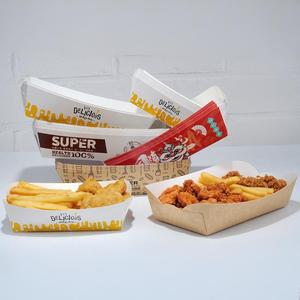 Prix de gros personnalisé couleur imprimé en forme de bateau papier alimentaire gaufré plateau fabrique emballage Kraft boîte bol pour Burger - Product Image 1