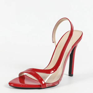 Женские босоножки на высоком каблуке-шпильке, летняя обувь для вечеринок, прозрачная стеклянная резиновая сумка сбоку, привлекательный дизайн с ремешком на спине, модный тренд - Product Image 6