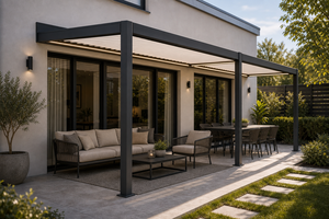 Luxury Residential Aluminum Pergola, Smart Motorized Louvered Outdoor <b>Gazebo</b>, Sun & Rain Resistant Patio Pavilion - Product Image 4