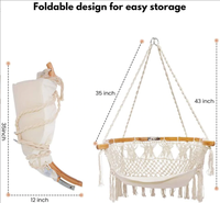 Chaise suspendue en macramé polyester et coton pour intérieur et extérieur, très vendue, pour chambre à coucher, chaise hamac en bambou en forme de S