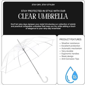Parapluie transparent dégradé à long manche, coloré et translucide, avec logo personnalisé, cadeau promotionnel en gros - Product Image 3