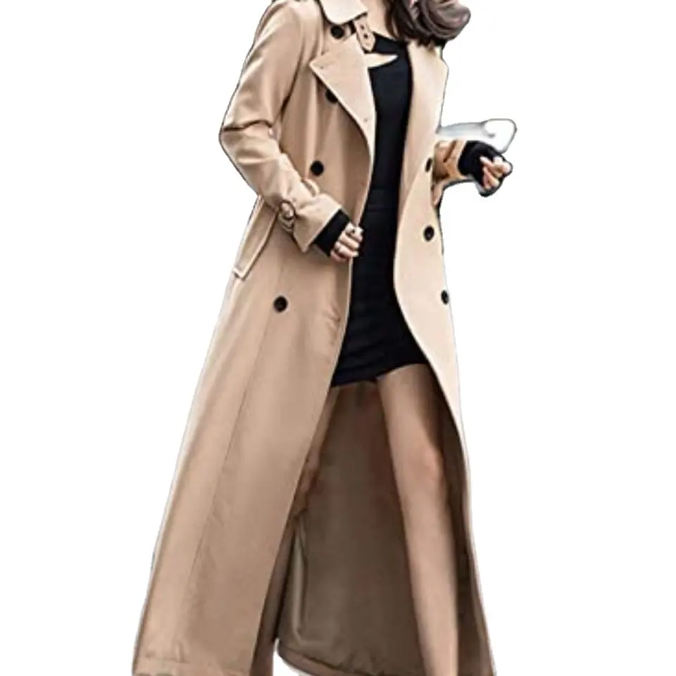 Women's custom Classic Double Breasted Long thin Trench Coat
