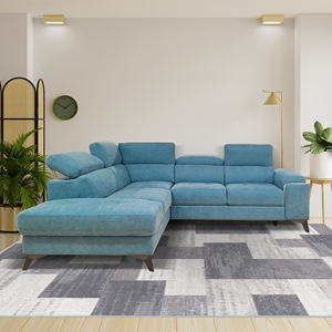 Modulo Soggiorno Angolo Eros Sinistro in Tessuto Turchese - Product Image 1