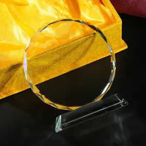 Pujiang Wangzhe Hersteller Großhandel leere Glas Trophäe benutzer definierte laser gravierte runde Kristall Auszeichnung für Souvenir Geschenk