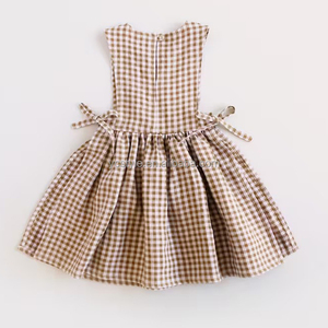 <strong>Toddler</strong> Button Down Scoop Back Summer Outfit Clothes Children Girls Vintage Wear Girl's Cotton Linen <strong>Dresses</strong> - Product Image 4
