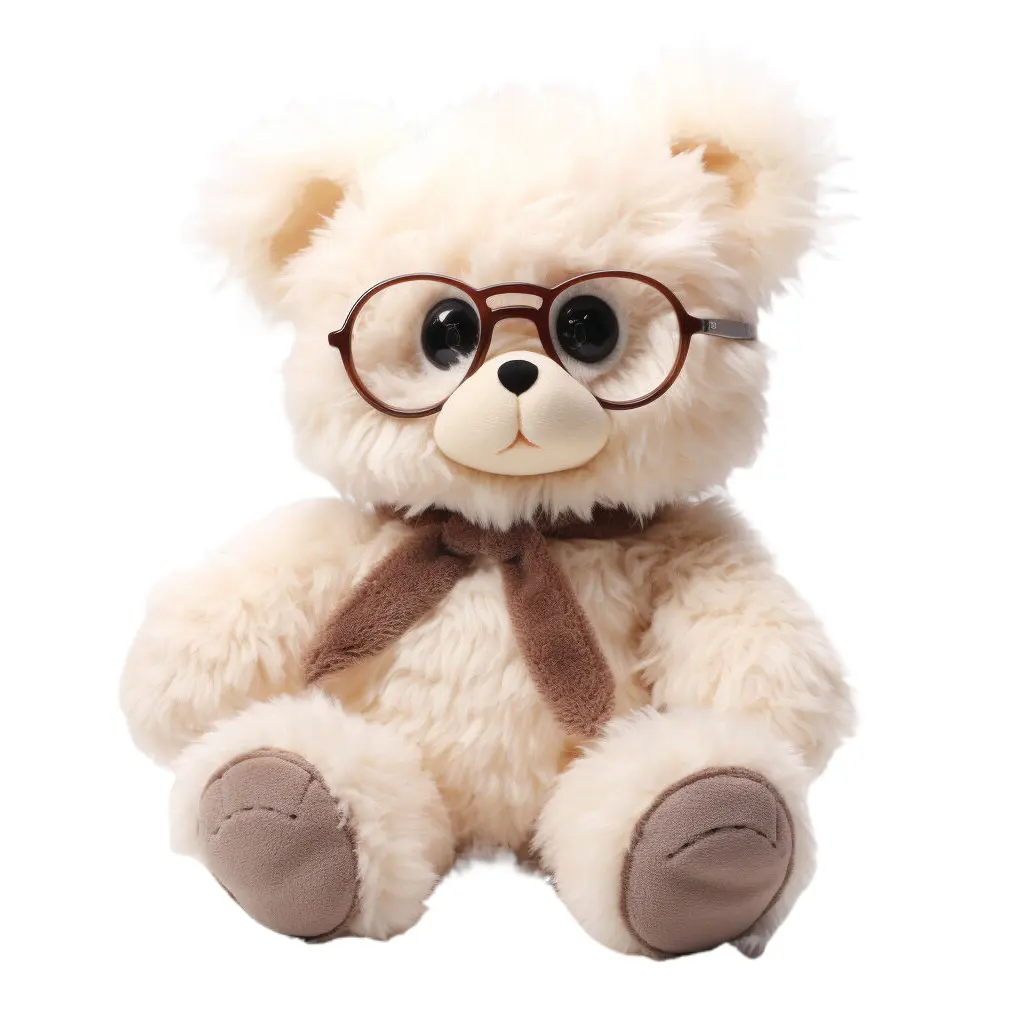Yeni tasarım fabrika tüm satış OEM ODM beyaz peluş ayı gözlük ipek dolması eşlik oyuncak hediye çocuklar için