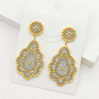 Boucles d'oreilles pendantes en forme de goutte d'eau, faites à la main, tendance bohème, en pierre naturelle, en acier inoxydable, bijoux haut de gamme pour femmes, cadeau, vente en gros