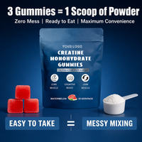 Gummies de créatine monohydrate halal à marque privée 3g pour la croissance et la récupération musculaire, complément fitness végétalien, 90 unités