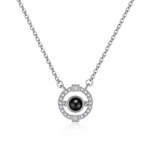 Moda regalo di san valentino 100 lingue amore memoria ti amo proiezione rame oro rosa gioielli collana donna - Product Image 5