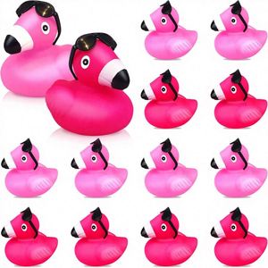 Customized Logo Hot Pink Plastic Flamingos Rubber Duck <b>Bath</b> Toys Bulk for Baby Shower Birthday Party Favors Classroom Prizes - Product Image 3