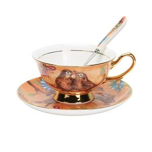 <span class=keywords><strong>Bona</strong></span> China ถ้วยกาแฟเซรามิกลายดอกไม้หรูหราขนาด220มล. ชุดจานรองถ้วยชาพอร์ซเลน - Product Image 2