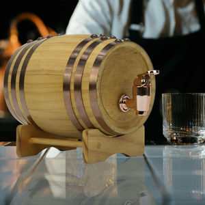 Barril De Uísque De Madeira Cocktail Tequila Rum Espíritos Licores Distribuidor De Uísque Barril De Barril De Barril De Barril De Madeira De Álcool Com Suporte - Product Image 6