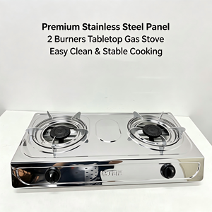 Fornello a <span class=keywords><strong>Gas</strong></span> a Doppio Bruciatore in Acciaio Inox, Personalizzabile con Logo ODM, Compatibile con GPL o <span class=keywords><strong>Gas</strong></span> Naturale, Supporto Antiscivolo, Fiamma Stabile - Product Image 5