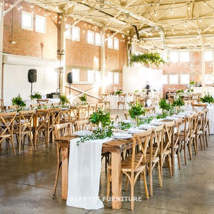 Venta al por mayor de madera natural al aire libre boda evento apilable <span class=keywords><strong>asiento</strong></span> de ratán silla con respaldo cruzado - Product Image 4