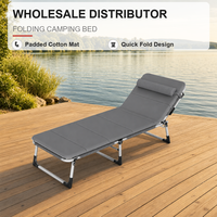 Lit de camping pliant et inclinable en métal avec coussin rembourré et pieds élargis pour la plage - Fournisseur en gros