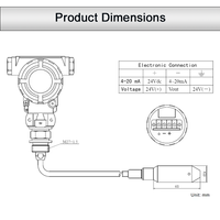 Transmetteur de niveau de liquide submersible IP68 PLN302 4-20mA RS485 Capteur de niveau de réservoir d'eau à diaphragme 316L