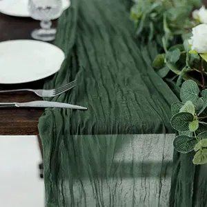 Wholesale 28 X 120 Inches Cheese Cloth Table Linens Gauze Green Table Runner For Rustic Wedding Decorations
