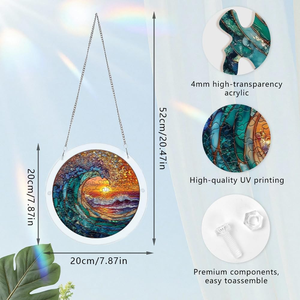 Ornement suspendu pour fenêtre en forme de puzzle irrégulier sur le thème de l'océan et du soleil, attrape-soleil en acrylique DIY pour la maison et le jardin - Product Image 4