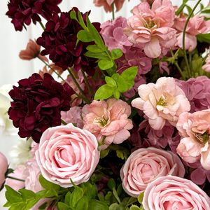 Arreglo Floral Realista de Seda Sintética en Color Rosa Pálido Borgoña Vintage, Centro de Mesa para Bodas, Decoración de Fondo para Eventos - Product Image 4