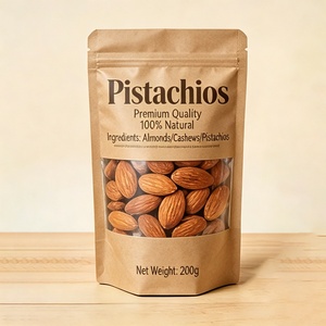 Sacs alimentaires biodégradables en papier kraft PLA avec fermeture éclair et fenêtre transparente, personnalisables avec logo, pour snacks, biscuits, noix, emballage alimentaire - Product Image 1